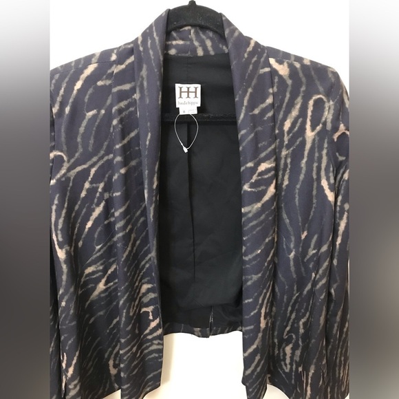 HAUTE Hippie Womens Animal Print Open Front Lined Asymmetrical Blazer Size 8 - Picture 5 of 16